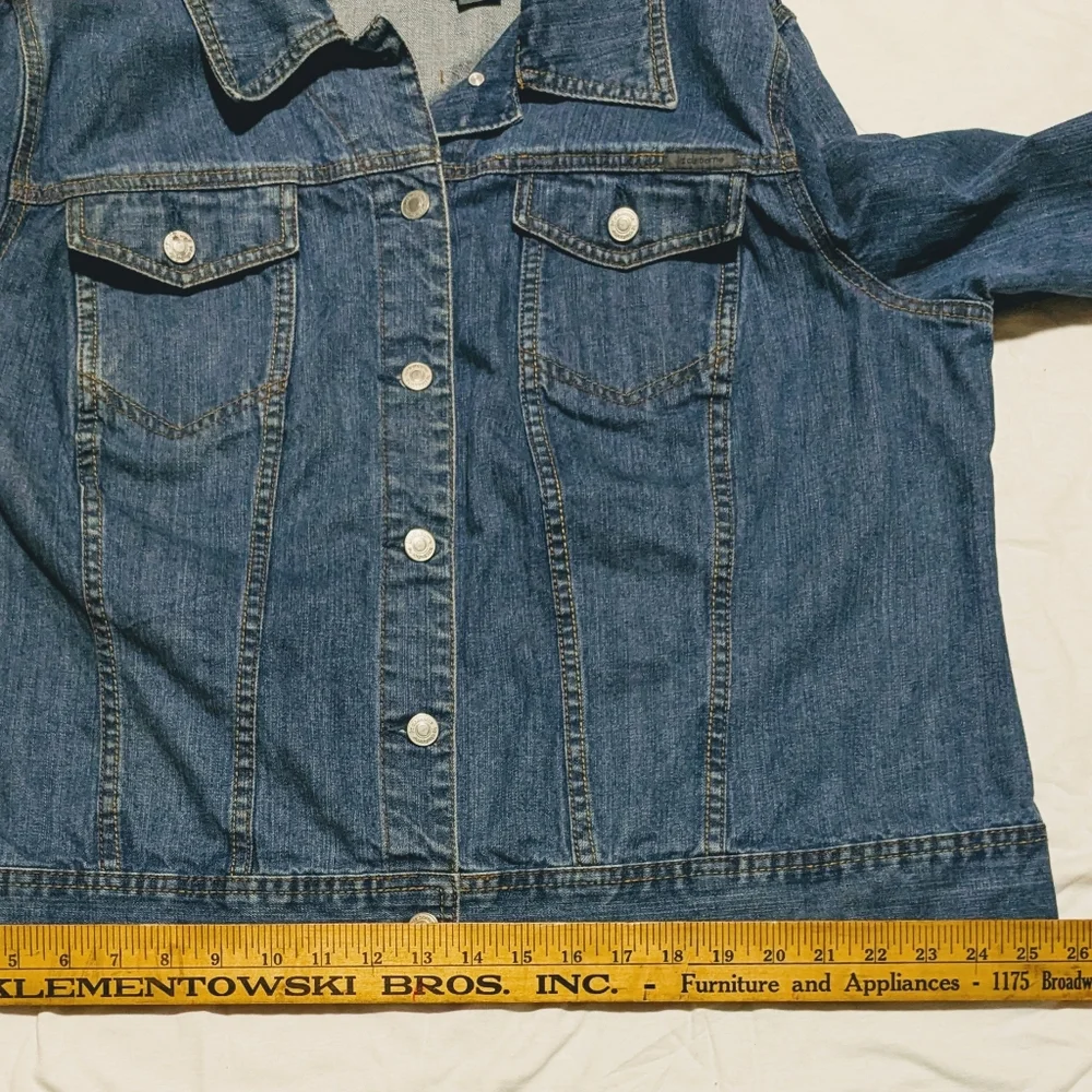 Liz Claiborne Denim Jean Jacket Blue 100% Cotton Button Chest Pockets 2X Plus Sz